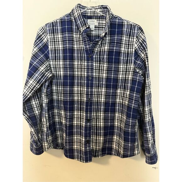 L.L. Bean Women's Scotch Plaid Flannel Shirt, Relaxed Small Petite Ranch Western - Picture 1 of 4